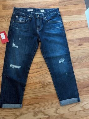 Ag Adriano Goldschmied Indigo Distressed Relaxed Jeans